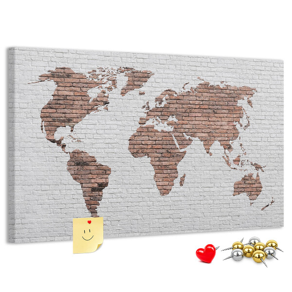 Cork display board Brick world map