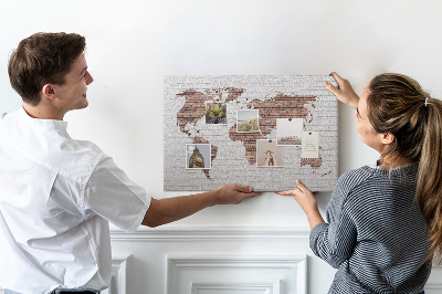 Cork display board Brick world map