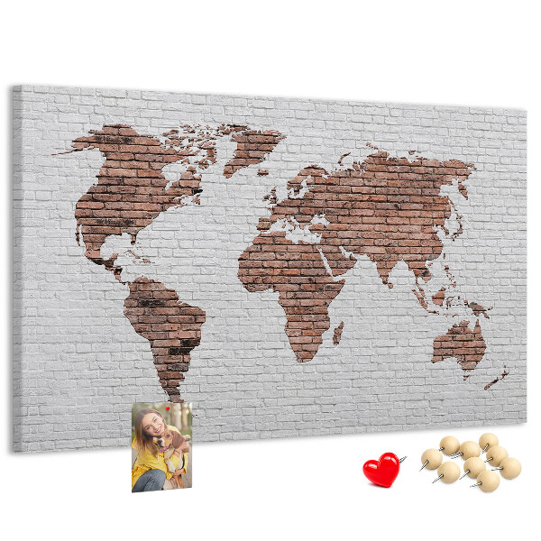 Cork display board Brick world map