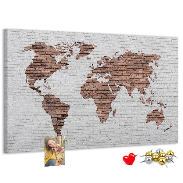 Cork display board Brick world map