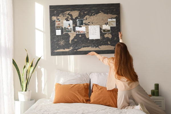 Cork memo board Vintage world map