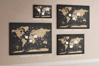 Cork memo board Vintage world map