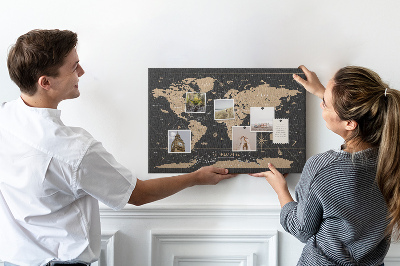 Cork memo board Vintage world map