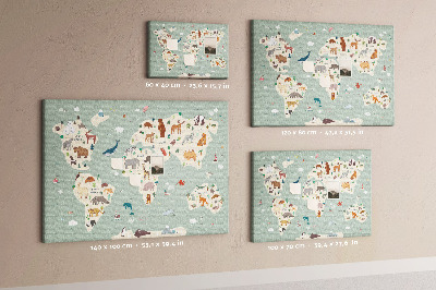 Cork board Animal world map