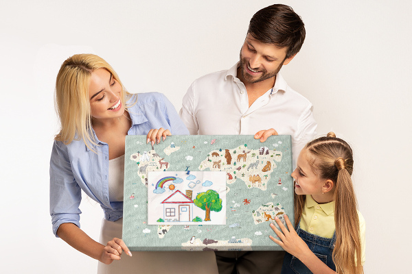 Cork board Animal world map