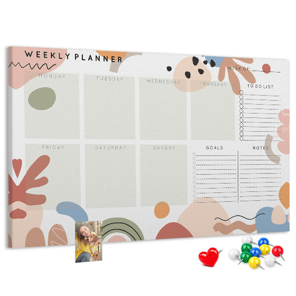 Cork display board Full week planner