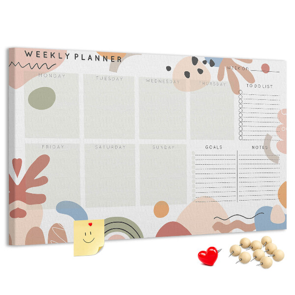 Cork display board Full week planner