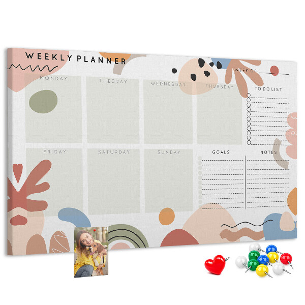 Cork display board Full week planner