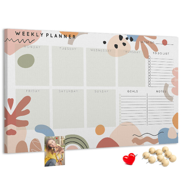Cork display board Full week planner