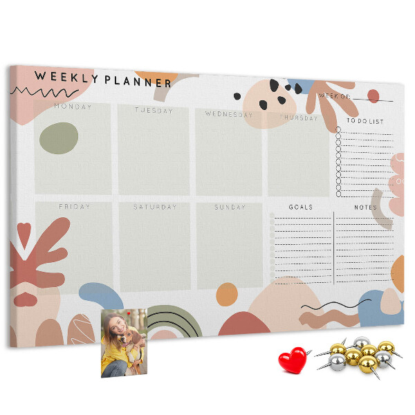 Cork display board Full week planner