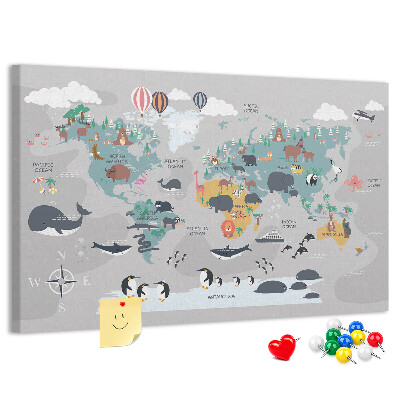 Cork memo board Cartoon map