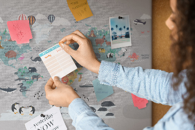 Cork memo board Cartoon map