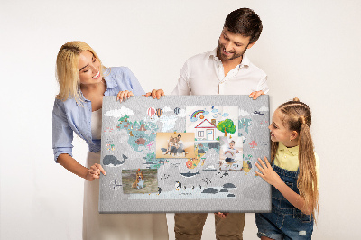 Cork memo board Cartoon map