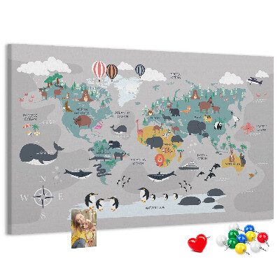 Cork memo board Cartoon map