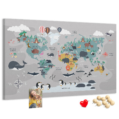 Cork memo board Cartoon map