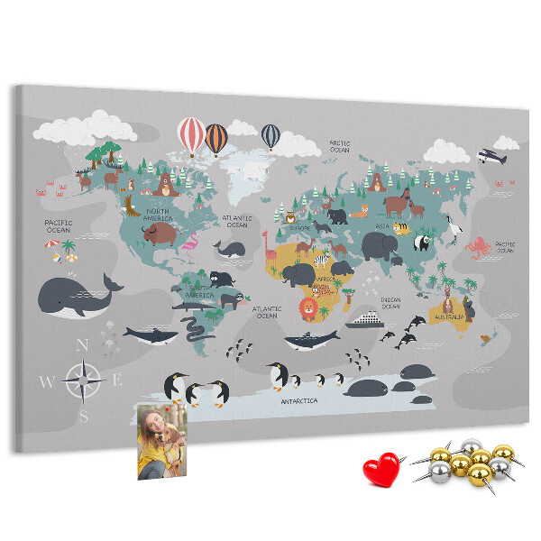 Cork memo board Cartoon map