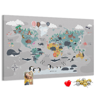 Cork memo board Cartoon map