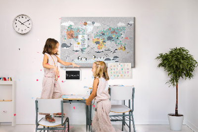 Cork memo board Cartoon map