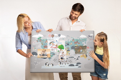 Cork memo board Cartoon map