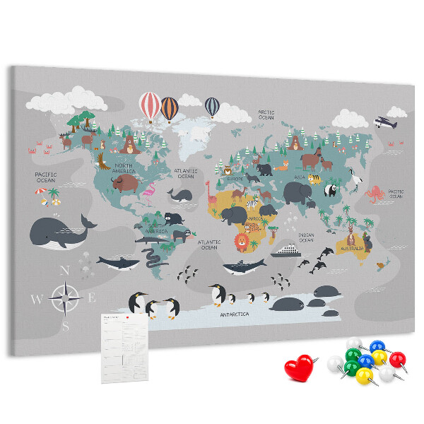 Cork memo board Cartoon map