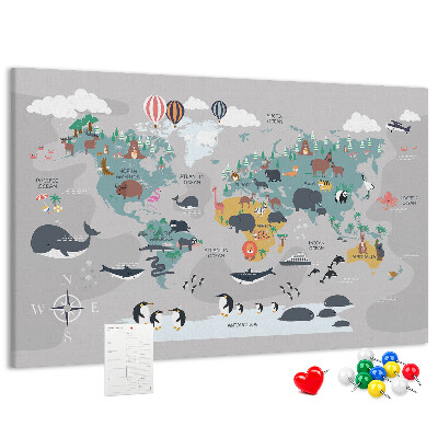 Cork memo board Cartoon map