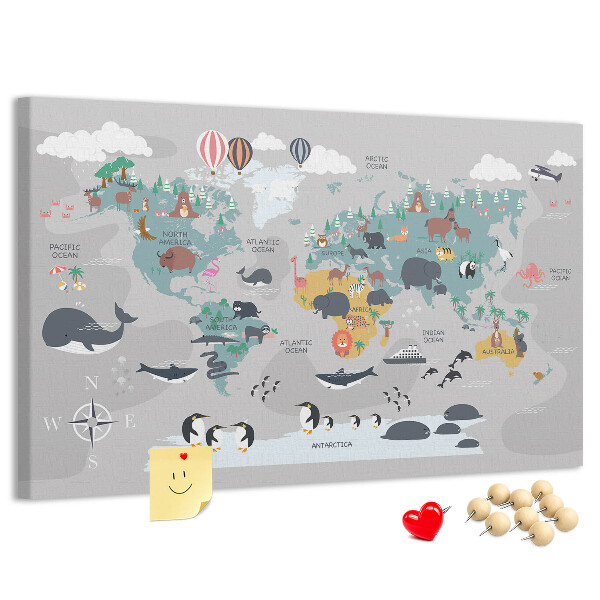Cork memo board Cartoon map