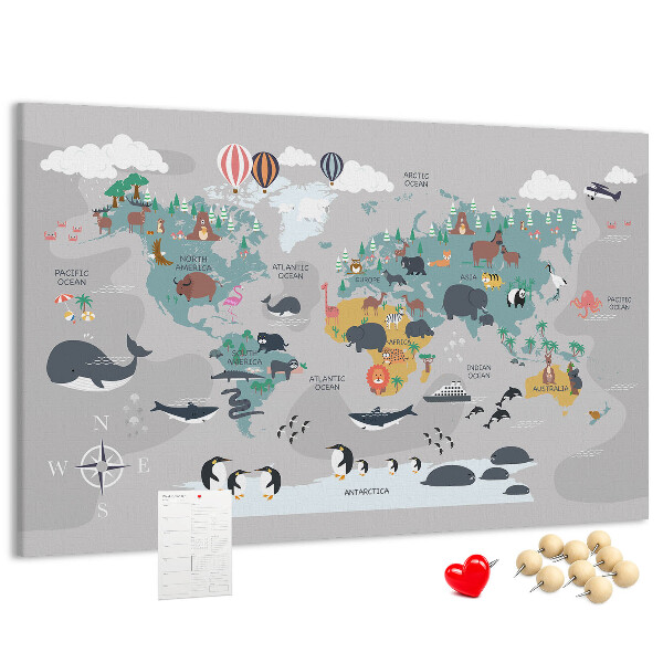 Cork memo board Cartoon map
