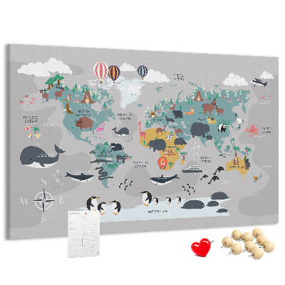 Cork memo board Cartoon map
