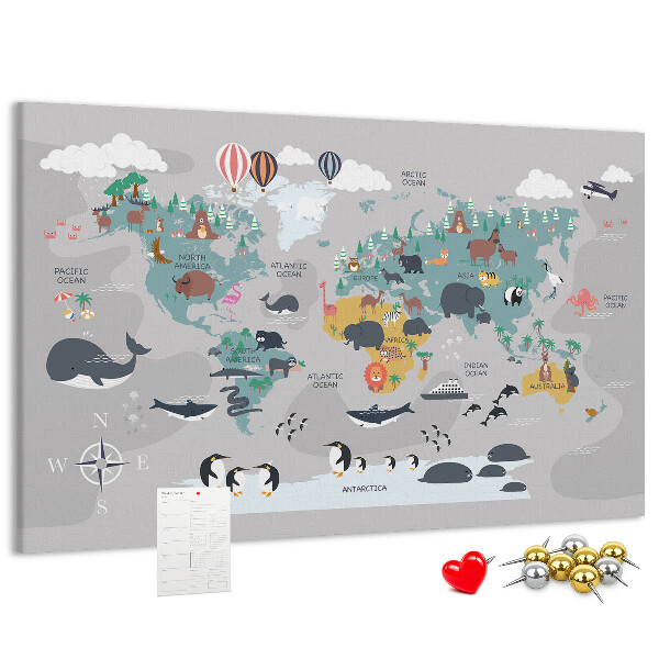 Cork memo board Cartoon map