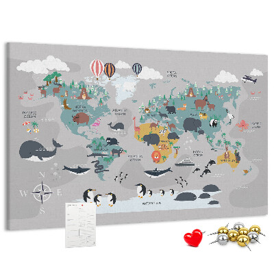 Cork memo board Cartoon map