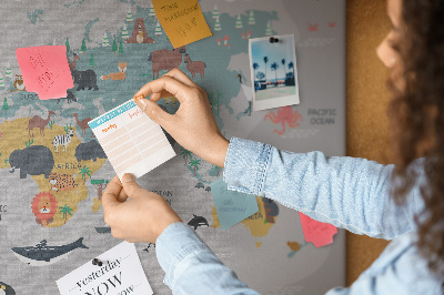 Cork memo board Cartoon map
