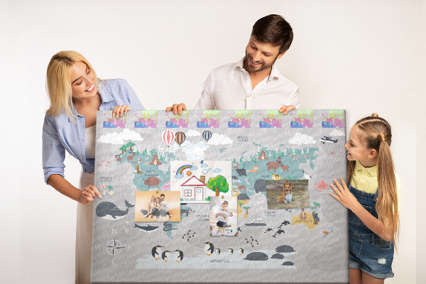 Cork memo board Cartoon map
