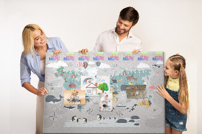 Cork memo board Cartoon map