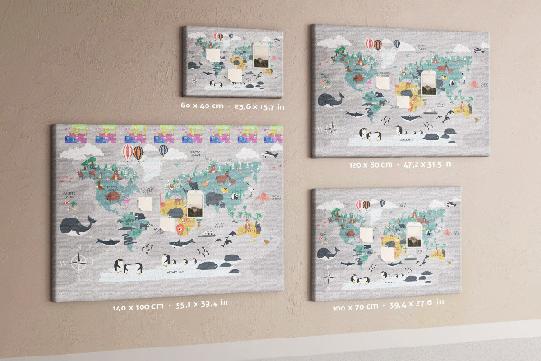 Cork memo board Cartoon map