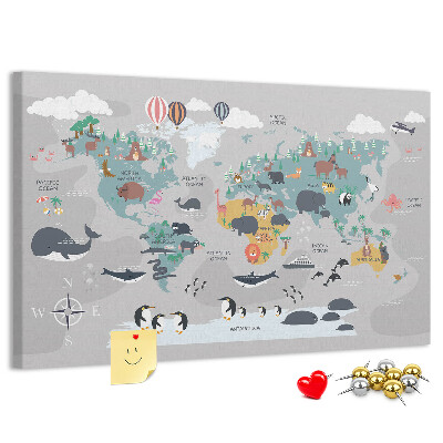 Cork memo board Cartoon map