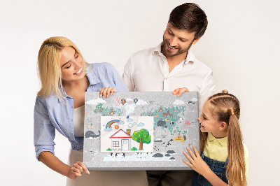 Cork memo board Cartoon map