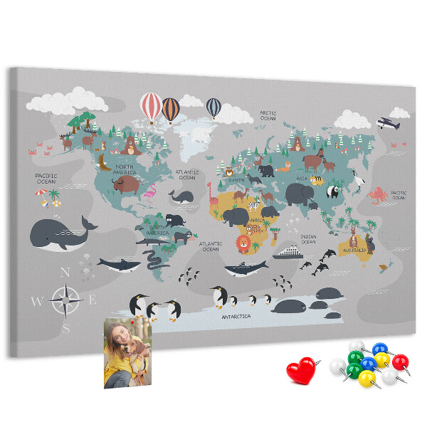 Cork memo board Cartoon map
