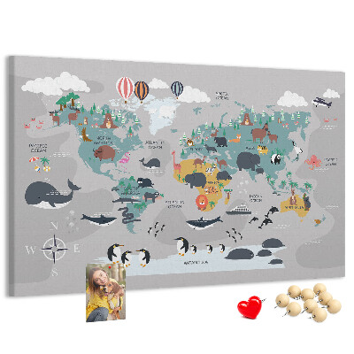 Cork memo board Cartoon map