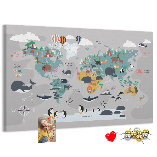 Cork memo board Cartoon map