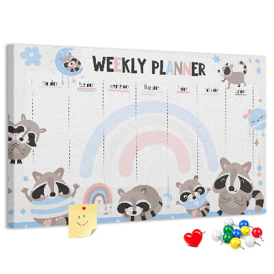 Cork board Weekly planner for kids