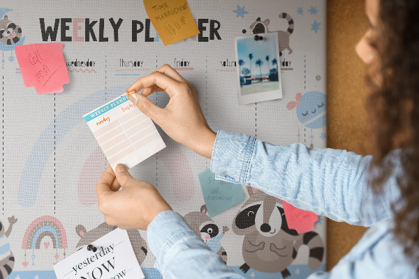 Cork board Weekly planner for kids