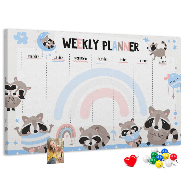 Cork board Weekly planner for kids