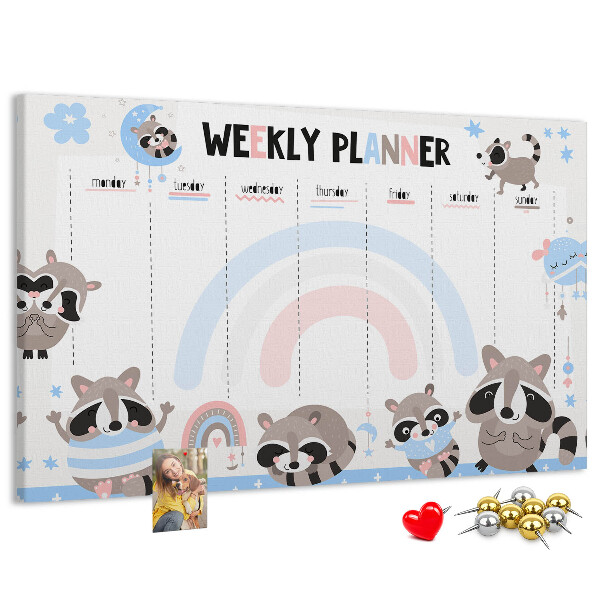Cork board Weekly planner for kids