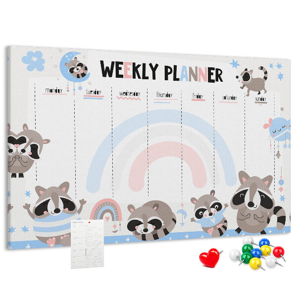 Cork board Weekly planner for kids