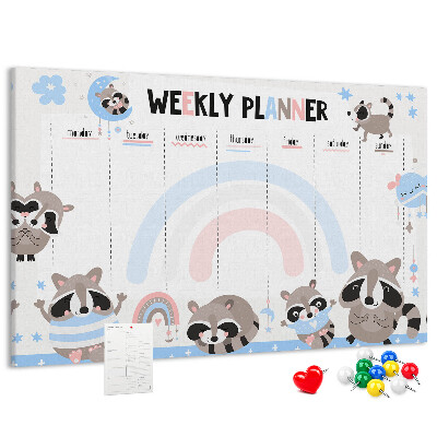 Cork board Weekly planner for kids