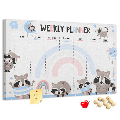Cork board Weekly planner for kids