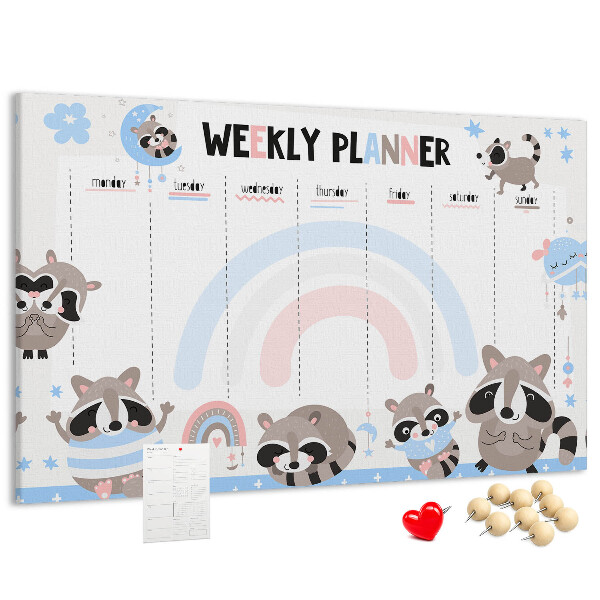 Cork board Weekly planner for kids