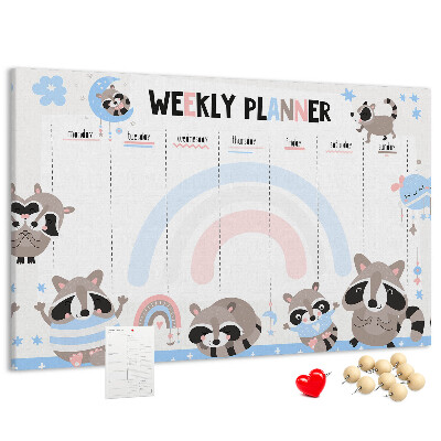 Cork board Weekly planner for kids