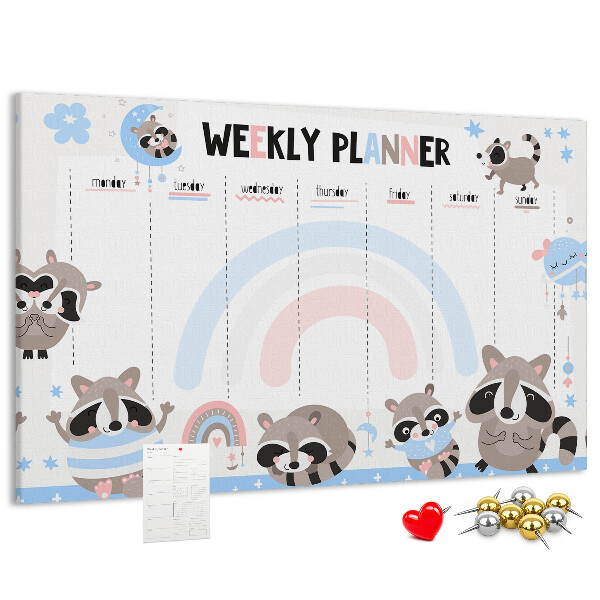 Cork board Weekly planner for kids