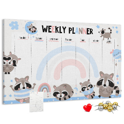Cork board Weekly planner for kids
